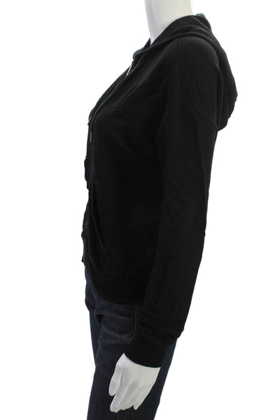 Splendid Women Full-Zip Hoodie Black Rayon Blend Long Sleeve Size XS
