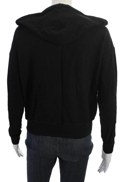 Splendid Women Full-Zip Hoodie Black Rayon Blend Long Sleeve Size XS
