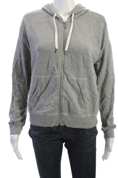 Splendid Womens Full Zip Hoodie Gray Drawstring Long Sleeve Size XS