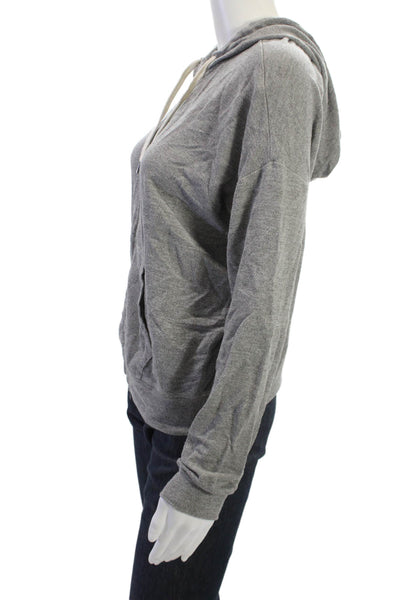 Splendid Womens Full Zip Hoodie Gray Drawstring Long Sleeve Size XS