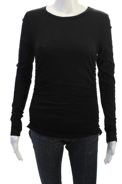 Stateside Womens Basic Black Supima Cotton Long Sleeve T-Shirt Size XS