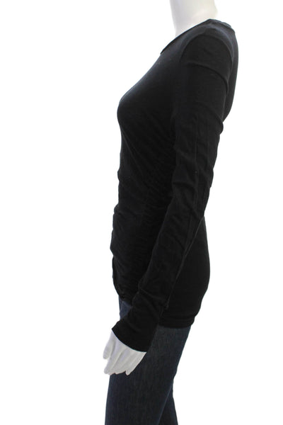 Stateside Womens Basic Black Supima Cotton Long Sleeve T-Shirt Size XS