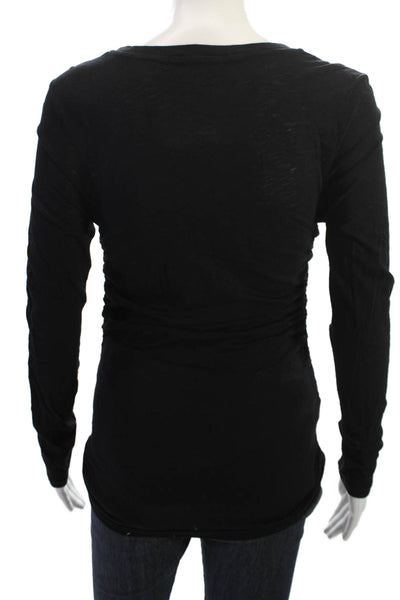 Stateside Womens Basic Black Supima Cotton Long Sleeve T-Shirt Size XS