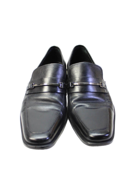 Boss Hugo Boss Mens Leather Slide On Dress Shoe Loafers Black Size 9