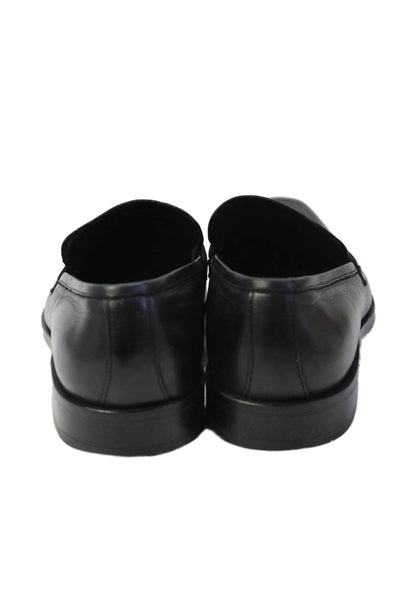 Boss Hugo Boss Mens Leather Slide On Dress Shoe Loafers Black Size 9