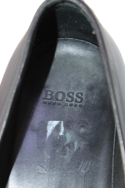 Boss Hugo Boss Mens Leather Slide On Dress Shoe Loafers Black Size 9