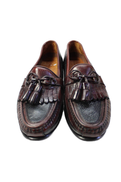 Johnston & Murphy Mens Leather Tassel Fringe Dress Loafers Black Size 10 Wide
