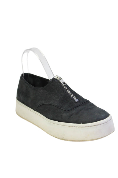 Vince Womens Suede Front Zipper Platform Sneakers Black Size 8 Medium