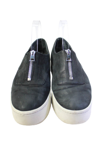 Vince Womens Suede Front Zipper Platform Sneakers Black Size 8 Medium