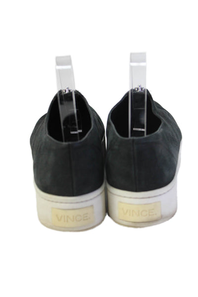 Vince Womens Suede Front Zipper Platform Sneakers Black Size 8 Medium