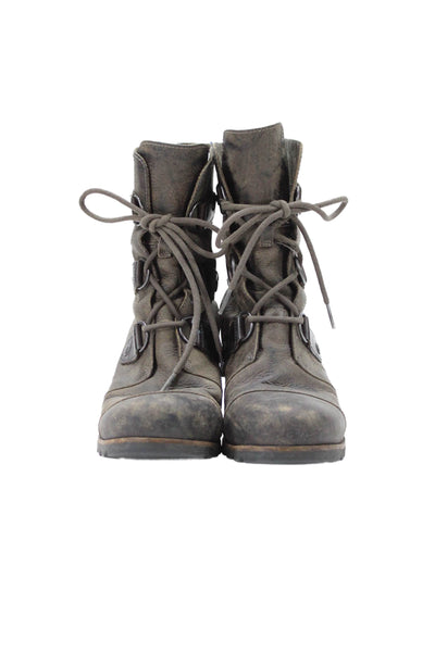Sorel Womens Leather Cap Toe Lace Up Wedge Heels Boots Shoes Brown Size 10