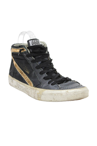 Golden Goose Deluxe Brand Womens Leather Slide Sneakers Shoes Black Size 11