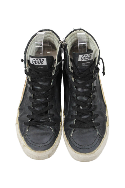 Golden Goose Deluxe Brand Womens Leather Slide Sneakers Shoes Black Size 11