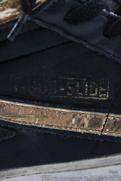 Golden Goose Deluxe Brand Womens Leather Slide Sneakers Shoes Black Size 11