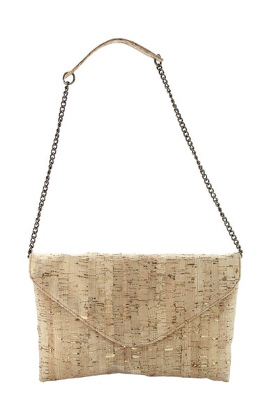 J Crew Womens Beige Gold Cork Envelope Clutch Bag Handbag