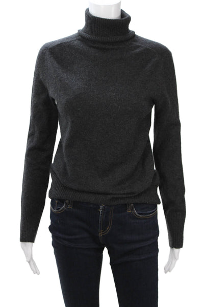 Hayden Women Pullover Cashmere Turtleneck Sweater Dark Gray Size M