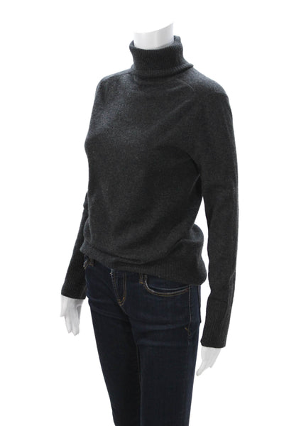Hayden Women Pullover Cashmere Turtleneck Sweater Dark Gray Size M