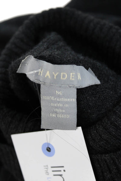 Hayden Women Pullover Cashmere Turtleneck Sweater Dark Gray Size M