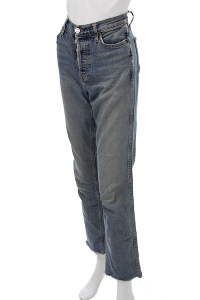 Re/Done Womens Cropped Straight Jeans Blue High Rise Denim Size 26
