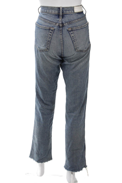 Re/Done Womens Cropped Straight Jeans Blue High Rise Denim Size 26