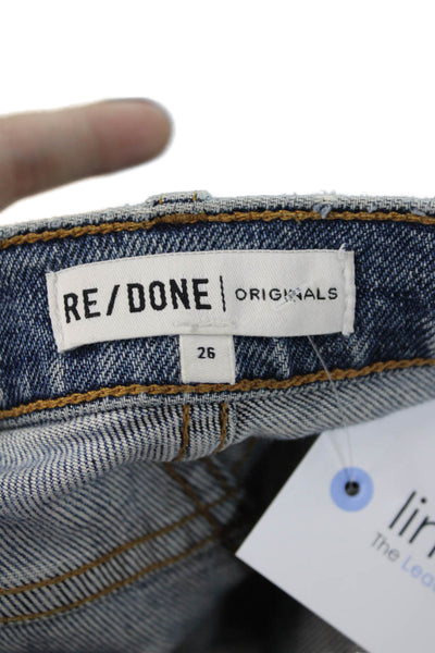 Re/Done Womens Cropped Straight Jeans Blue High Rise Denim Size 26