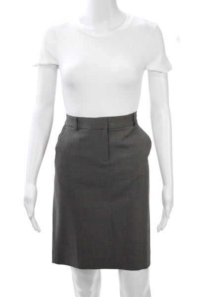 Theory Women Straight Pencil Skirt Dark Gray Wool Blend Size 4