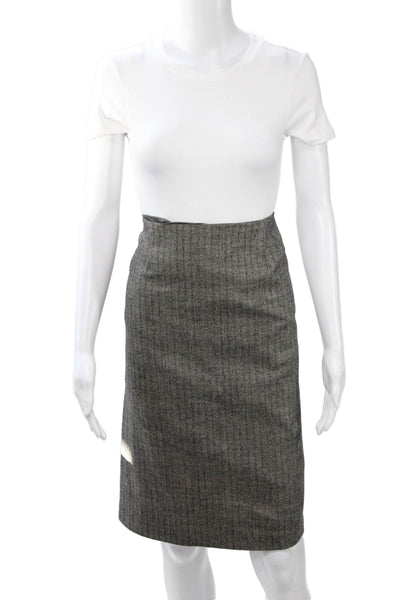 Chaiken Womens Pencil Skirt Gray Herringbone Polyester Blend Knee Length Size 4