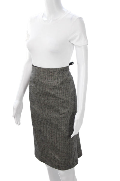 Chaiken Womens Pencil Skirt Gray Herringbone Polyester Blend Knee Length Size 4