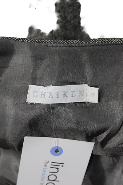 Chaiken Womens Pencil Skirt Gray Herringbone Polyester Blend Knee Length Size 4