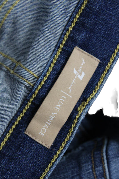 7 For All Mankind Women Ankle Cropped Tapered Jeans Dark Blue High Rise Size 29