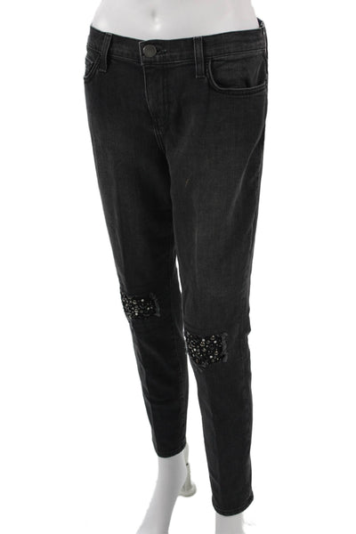 Current/Elliott Womens Black Ankle Skinny Jeans Mid Rise Button Size 29