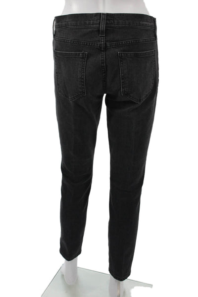 Current/Elliott Womens Black Ankle Skinny Jeans Mid Rise Button Size 29
