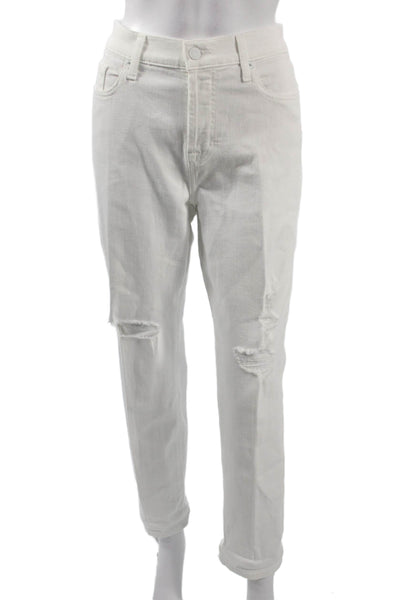 7 For All Mankind Womens High Rise Boyfriend Straight Jeans White Size 29