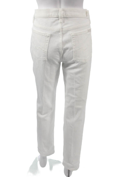 7 For All Mankind Womens High Rise Boyfriend Straight Jeans White Size 29