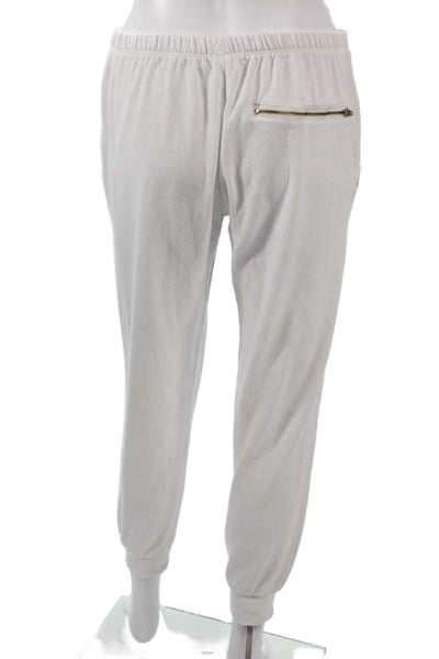 LNA Women White Jogger Sweatpants Linen Rayon Zip Waist Size M