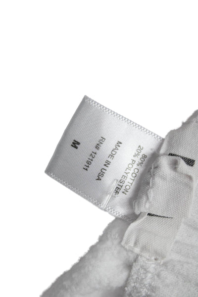 LNA Women White Jogger Sweatpants Linen Rayon Zip Waist Size M