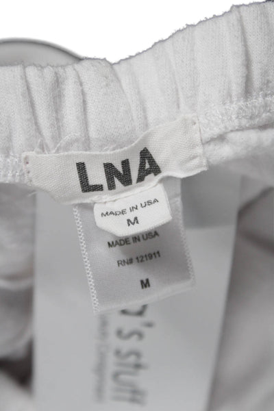 LNA Women White Jogger Sweatpants Linen Rayon Zip Waist Size M