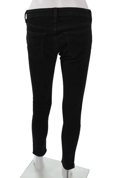 AG Womens Skinny Ankle Jeans Black 98% Cotton 2% PU Size 27