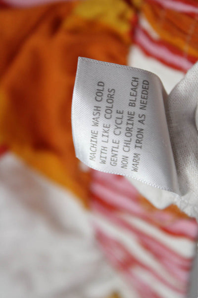 Rachel Zoe Women Cropped Pants Orange Graphic Print Linen Blend Button Size M