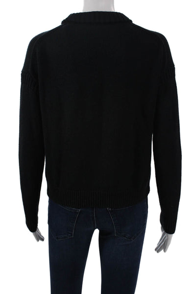 J Crew Women Black Cotton Cashmere Pullover Sweater Crew Neck Size 2XS