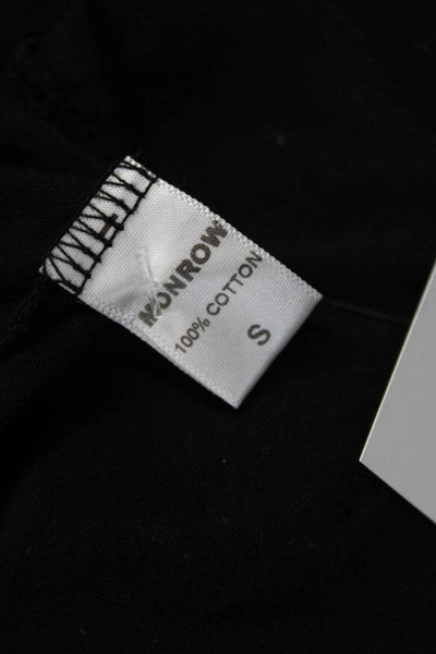 Monrow Women Basic Black Cotton Long Sleeve T-Shirt Round Neck Size XS