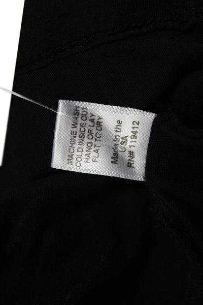 Monrow Women Basic Black Cotton Long Sleeve T-Shirt Round Neck Size XS