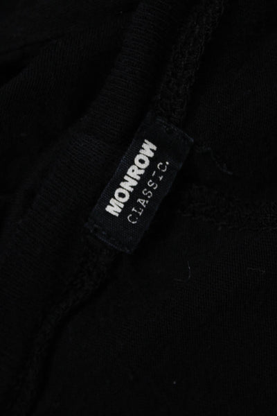 Monrow Women Basic Black Cotton Long Sleeve T-Shirt Round Neck Size XS