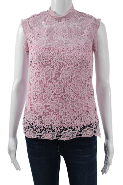 Nanette Nanette Lepore Womens Mock Neck Floral Sleeveless Blouse Pink Size XS