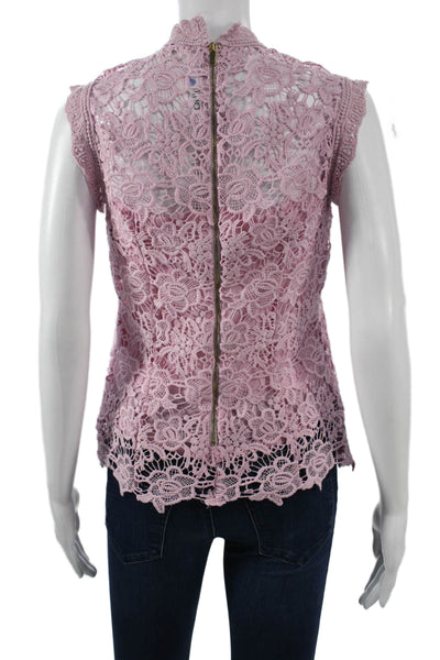 Nanette Nanette Lepore Womens Mock Neck Floral Sleeveless Blouse Pink Size XS