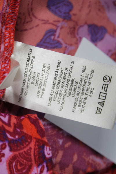 Free People Womens Boho Red Animal Paisley Buttonup Blouse Size XS