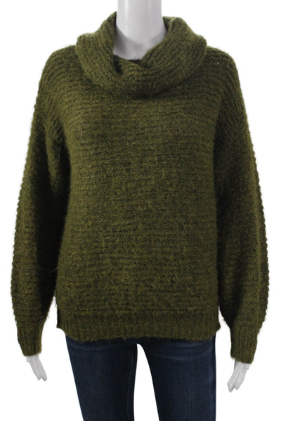 Molly Bracken Womens Pullover Sweater Turtleneck Solid Army Green Size XS