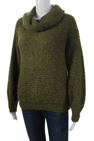Molly Bracken Womens Pullover Sweater Turtleneck Solid Army Green Size XS