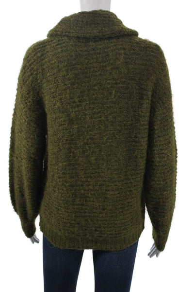 Molly Bracken Womens Pullover Sweater Turtleneck Solid Army Green Size XS