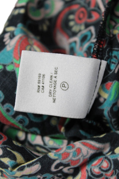 Derek Lam 10 Crosby Womens Tunic Blouse Black Paisley Long Sleeve Cotton Size 0